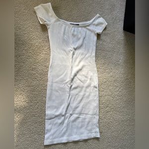 FOREVER 21 off the shoulder white ribbed dress